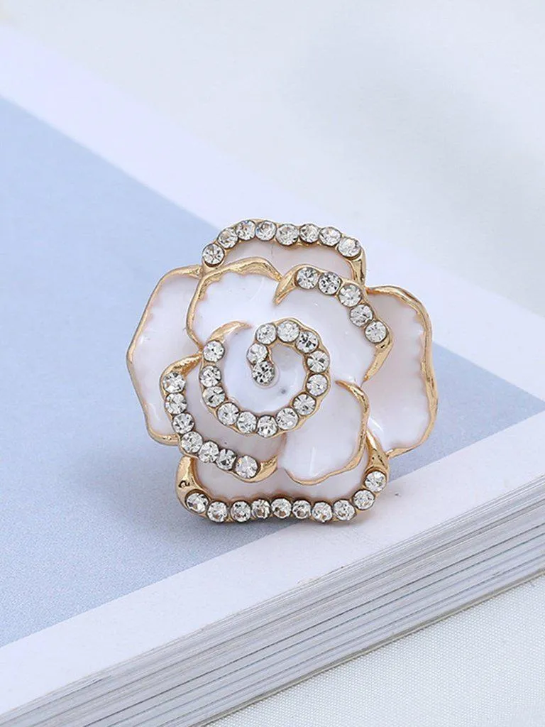 Flower Design Rhinestone Ring