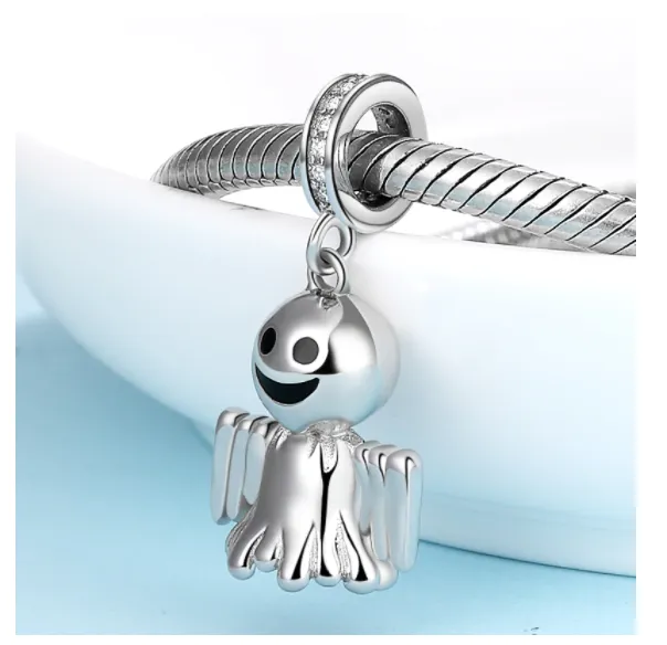 Friendly Ghost Dangle Charm 925 Sterling Silver