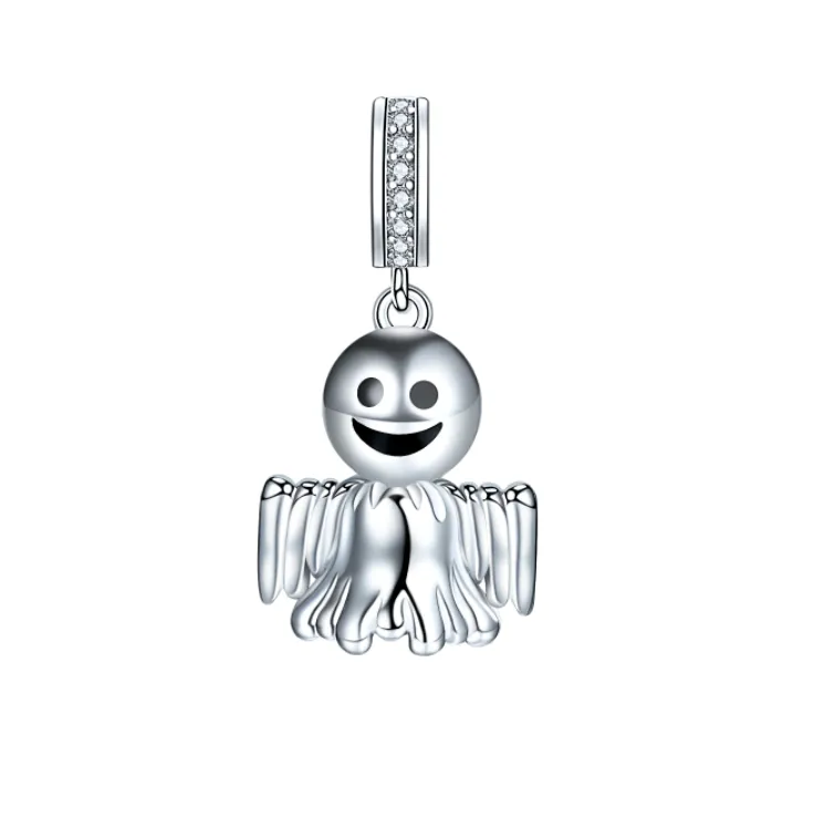 Friendly Ghost Dangle Charm 925 Sterling Silver