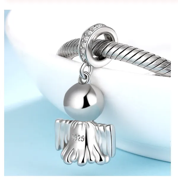 Friendly Ghost Dangle Charm 925 Sterling Silver