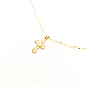 Genevieve Dainty Textured Cross Necklace | Gold