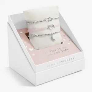 Gift Box Love You To the Moon Back Silver Plated Set Of 3 Bracelet C712