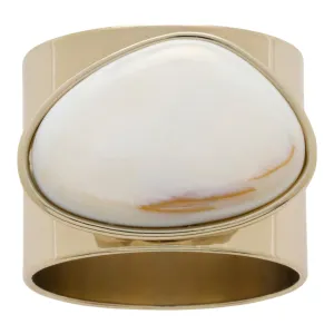 Gilt Edge Shell Napkin Rings, Mother of Pearl, Set of Two