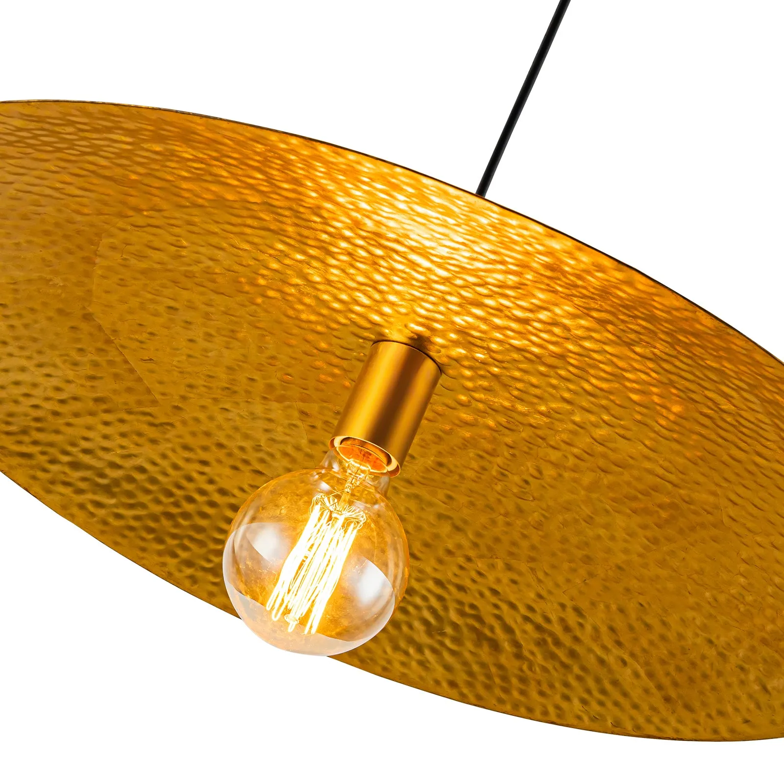 Glowlings 1-Light 24"Wide Large Retro Hammered Textured Gold Dome Pendant Light Kitchen Island