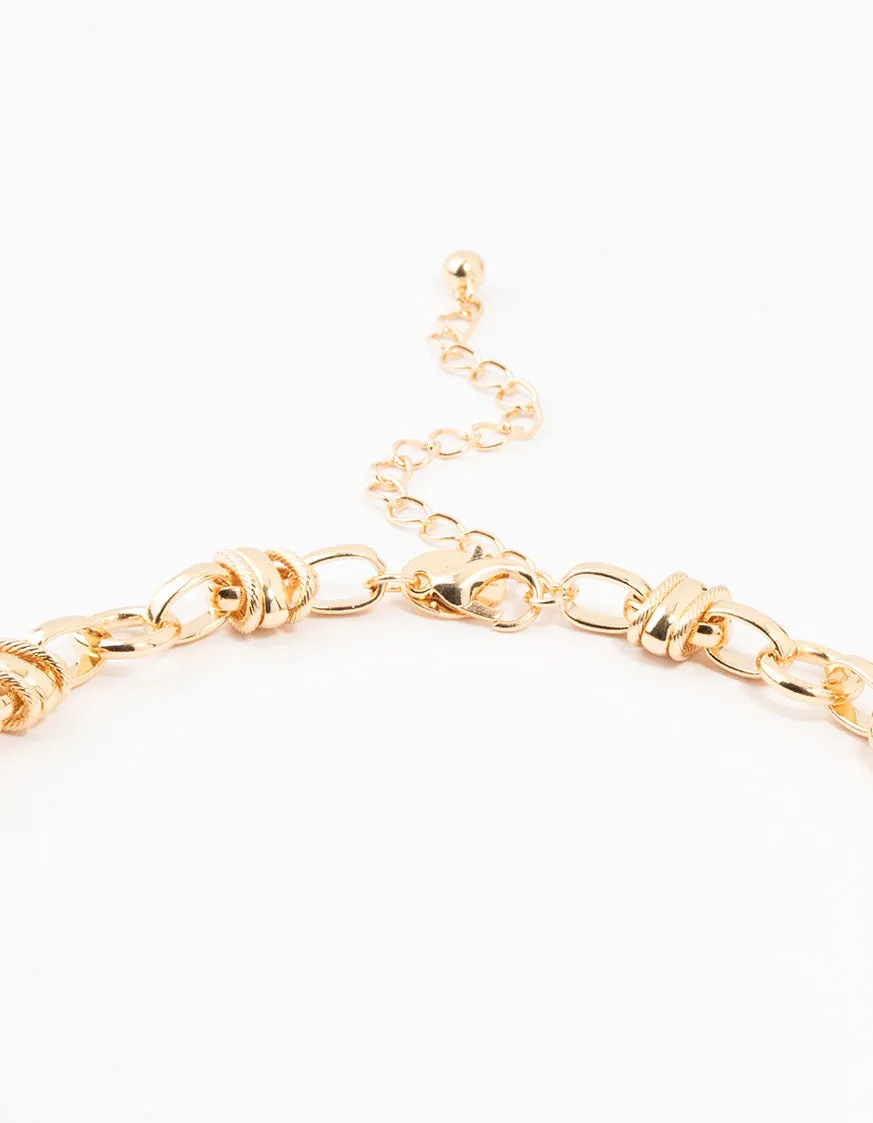 Gold Plated Knotted Circle Link Necklace