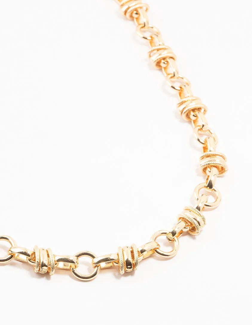 Gold Plated Knotted Circle Link Necklace