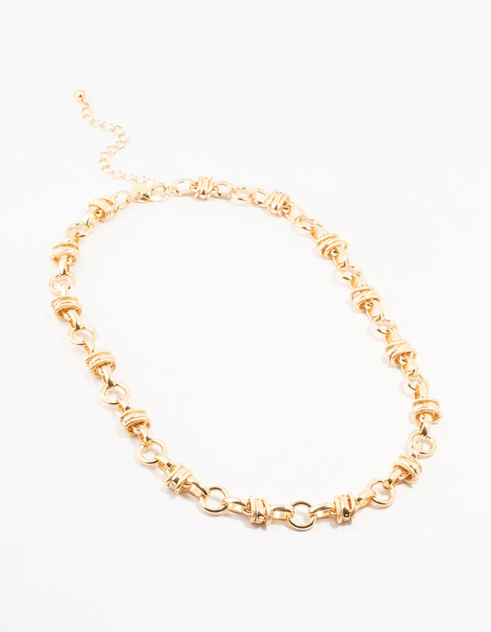 Gold Plated Knotted Circle Link Necklace