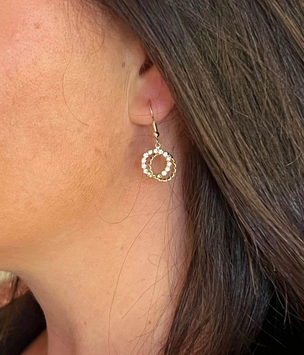 Gold Sparkle Rings Drop Earrings