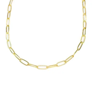 Gold Texture Paper Clip Necklace