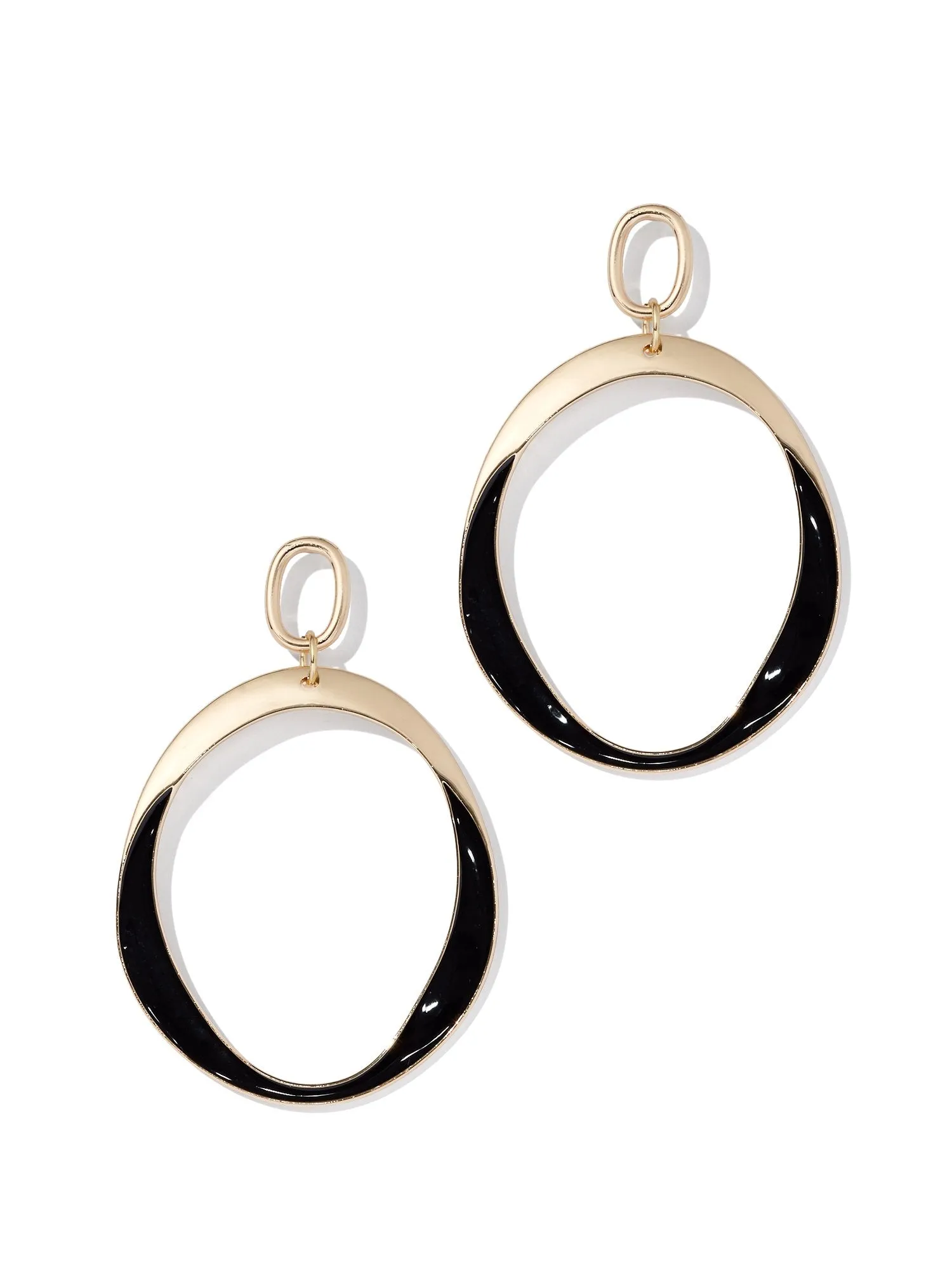 Goldtone Enamel Hoop Drop Earring