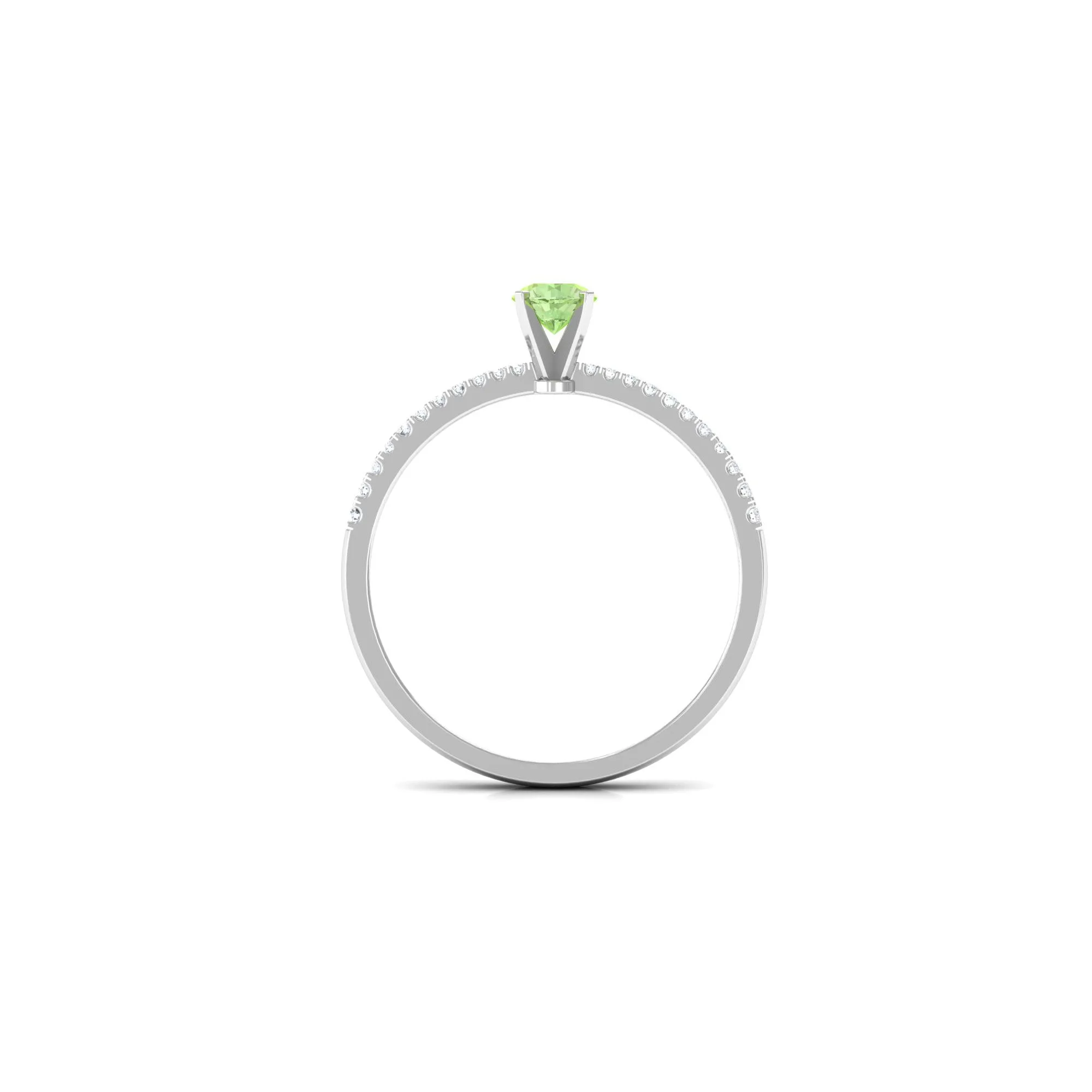 Green Sapphire Solitaire Engagement Ring with Diamond Side Stones