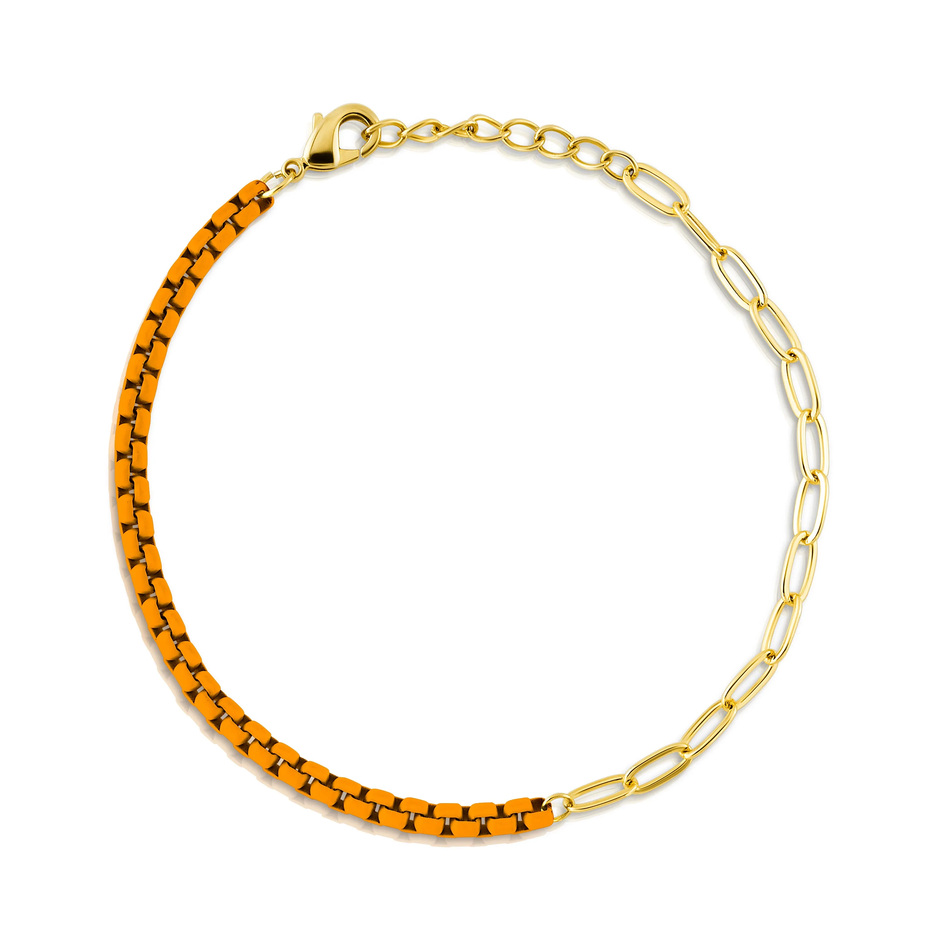 HALF & HALF ENAMEL PAPERCLIP BRACELET, ORANGE