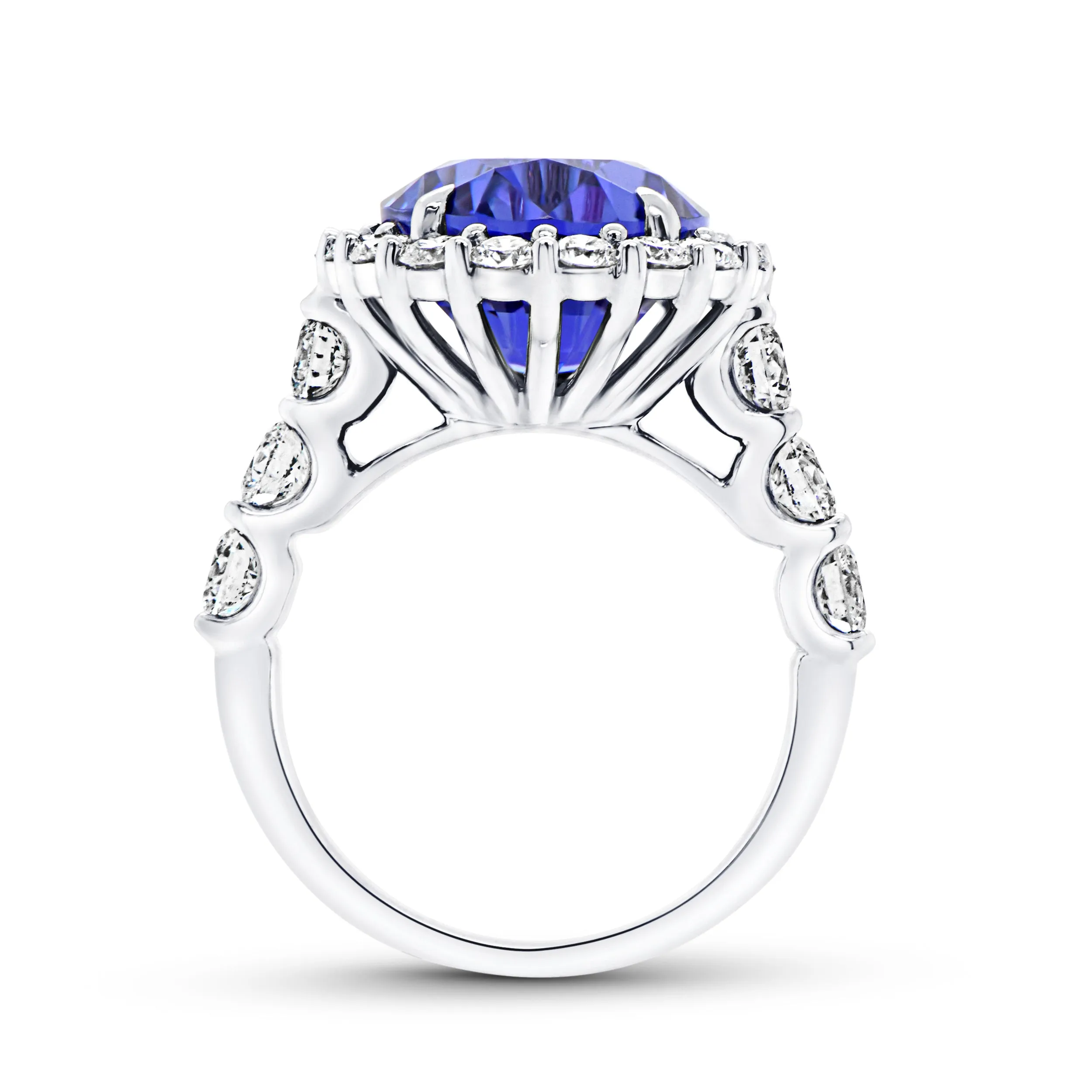 Halo Oval Shaped Tanzanite Ring