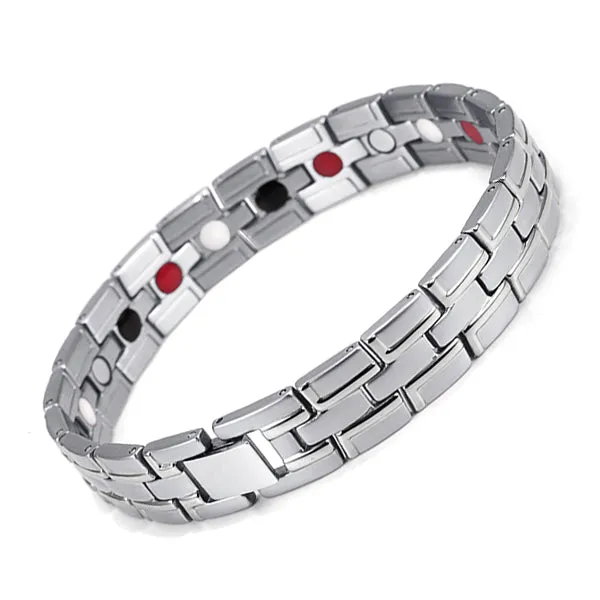 Healing Magnetic Bracelet Men/Woman 316L Stainless Steel 3 Health Care Elements(Magnetic,FIR,Germanium) Gold Bracelet Hand Chain