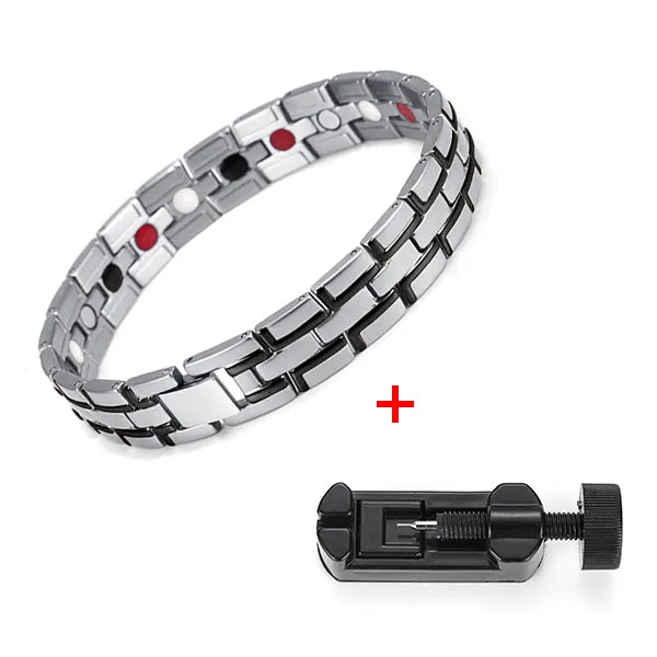 Healing Magnetic Bracelet Men/Woman 316L Stainless Steel 3 Health Care Elements(Magnetic,FIR,Germanium) Gold Bracelet Hand Chain