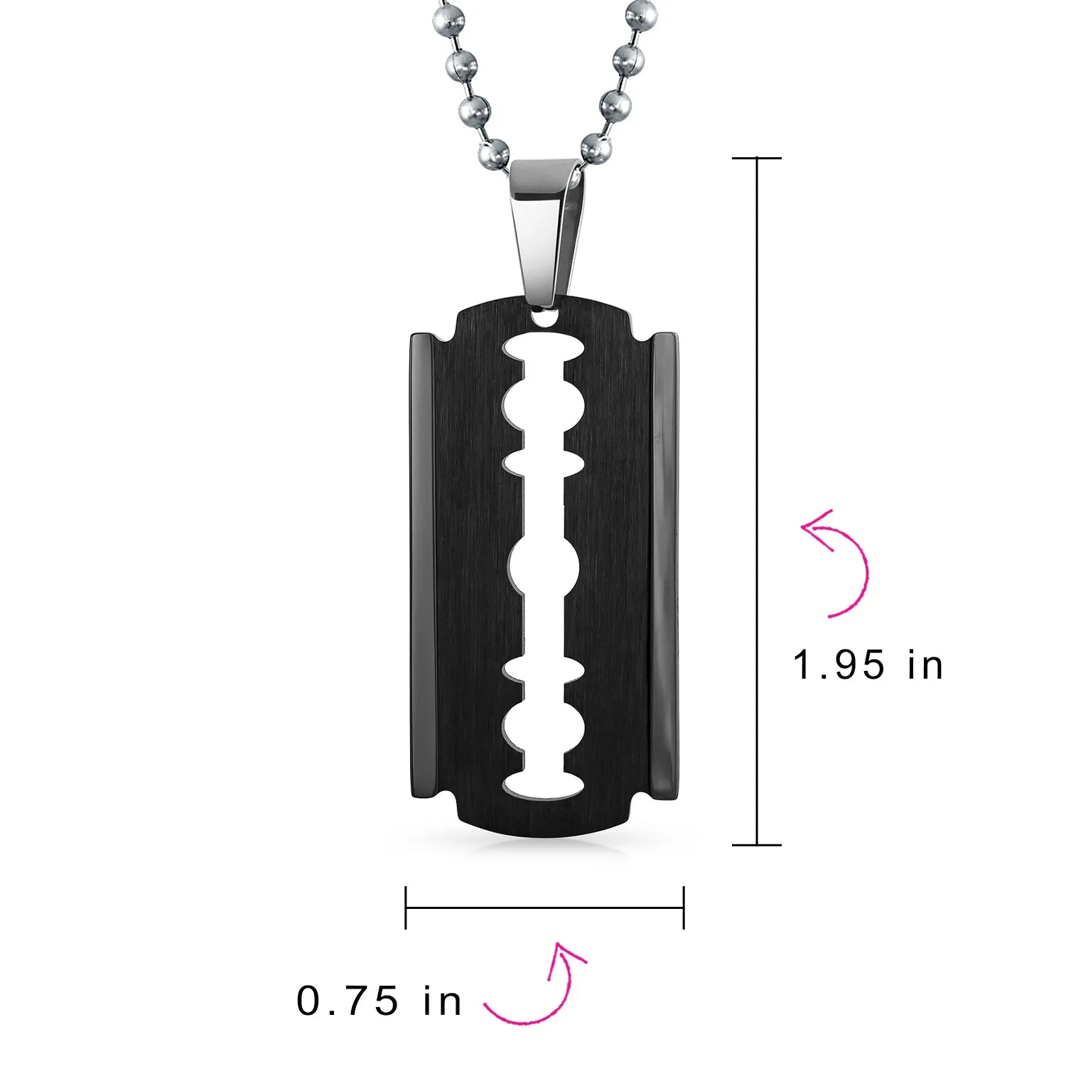 Hip Hop Biker Jewelry Razor Blade Pendant Necklace for Men Black Silver Gold Tone