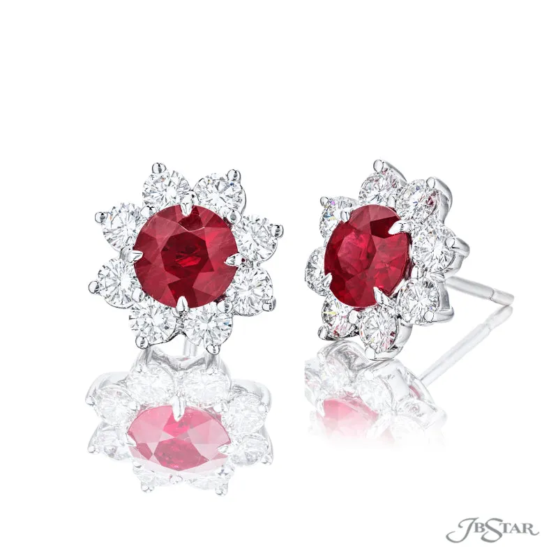 JB Star Platinum Ruby And Diamond Stud Earrings