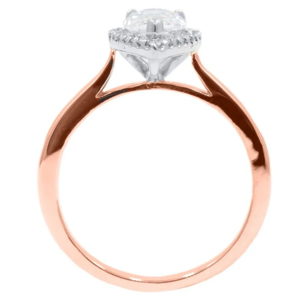 JULIE | Pear Shape Halo Cathedral Engagement Ring