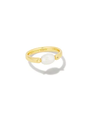 Kendra Scott Leighton Pearl Band Ring - Gold White Pearl