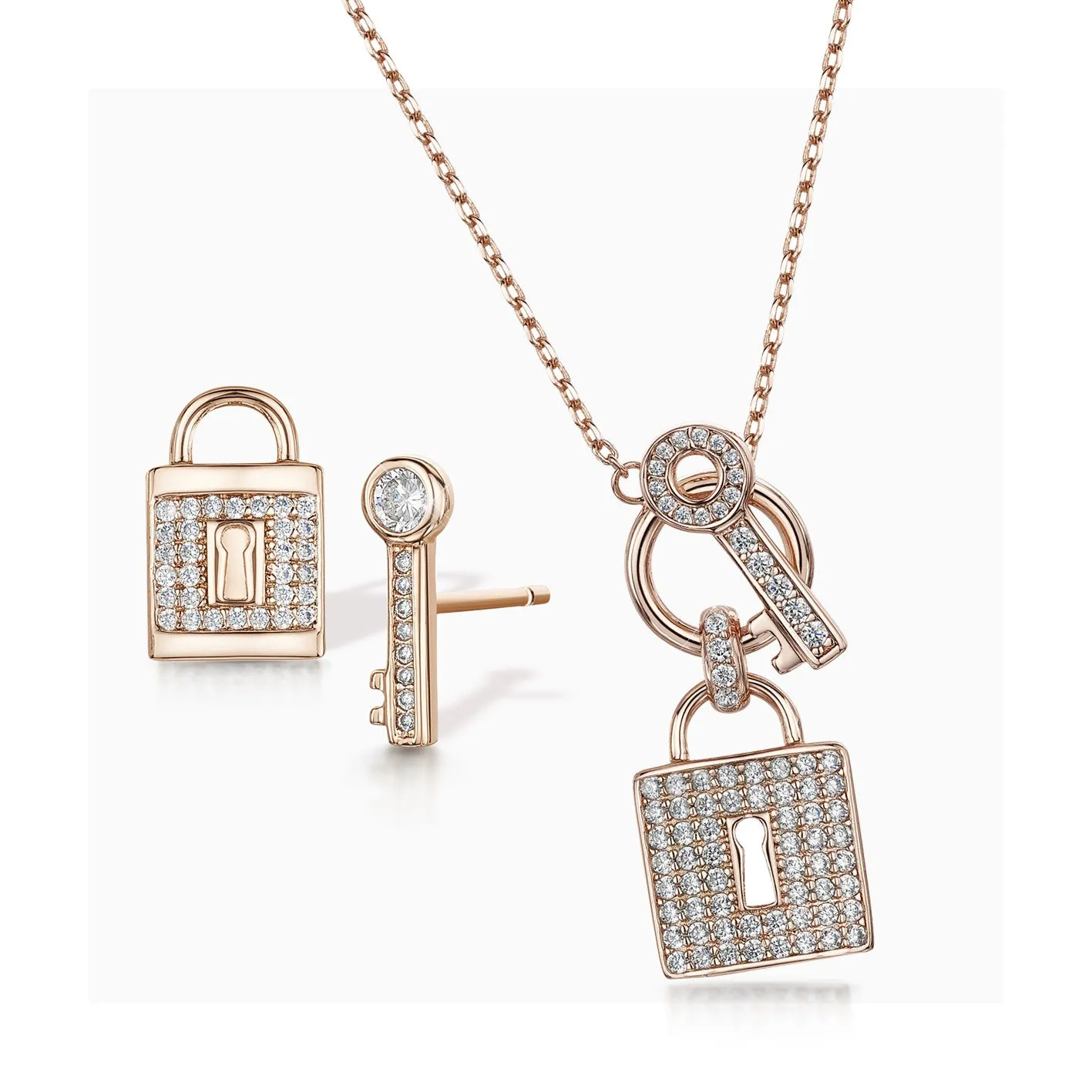 Lola pendant & earring set rose gold