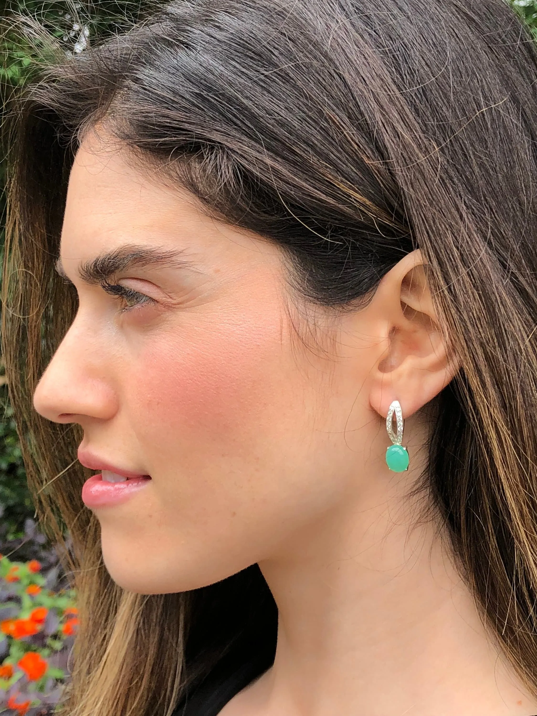 Long Green Earrings - Natural Chrysoprase Earrings, Classy Vintage Earrings