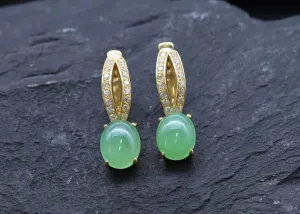 Long Green Earrings - Natural Chrysoprase Earrings, Classy Vintage Earrings