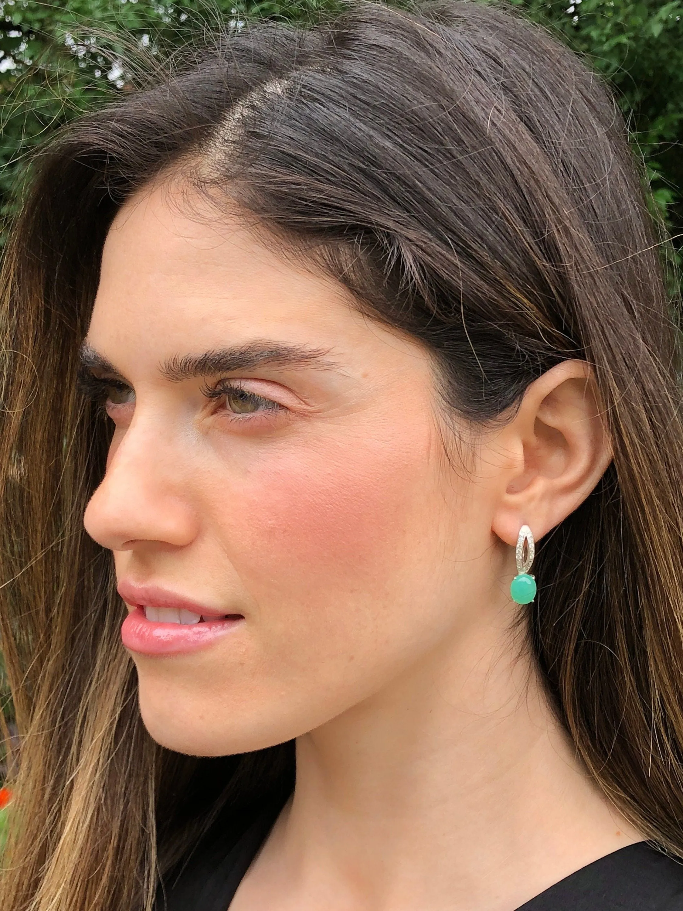 Long Green Earrings - Natural Chrysoprase Earrings, Classy Vintage Earrings