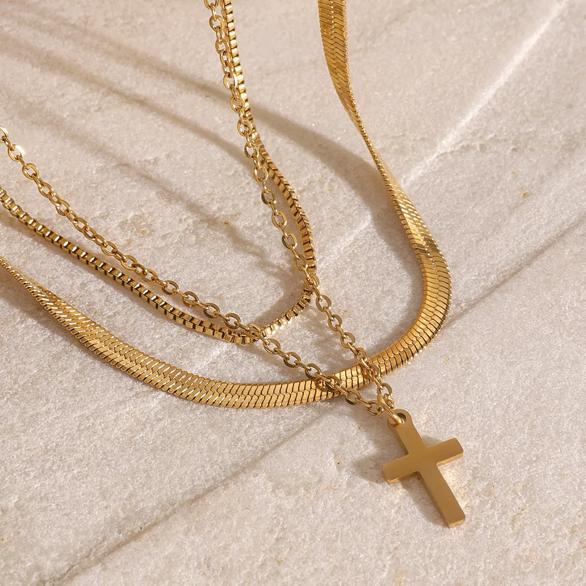 Luxurious Cross Stainless Steel Electroplating Necklaces