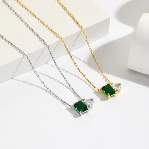 Luxurious Quadrilateral Round Geometric 18K Gold Plating Diamond Inlay Necklaces