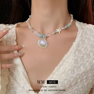 Luxurious Shell Geometric Artificial Pearl Handmade Necklaces