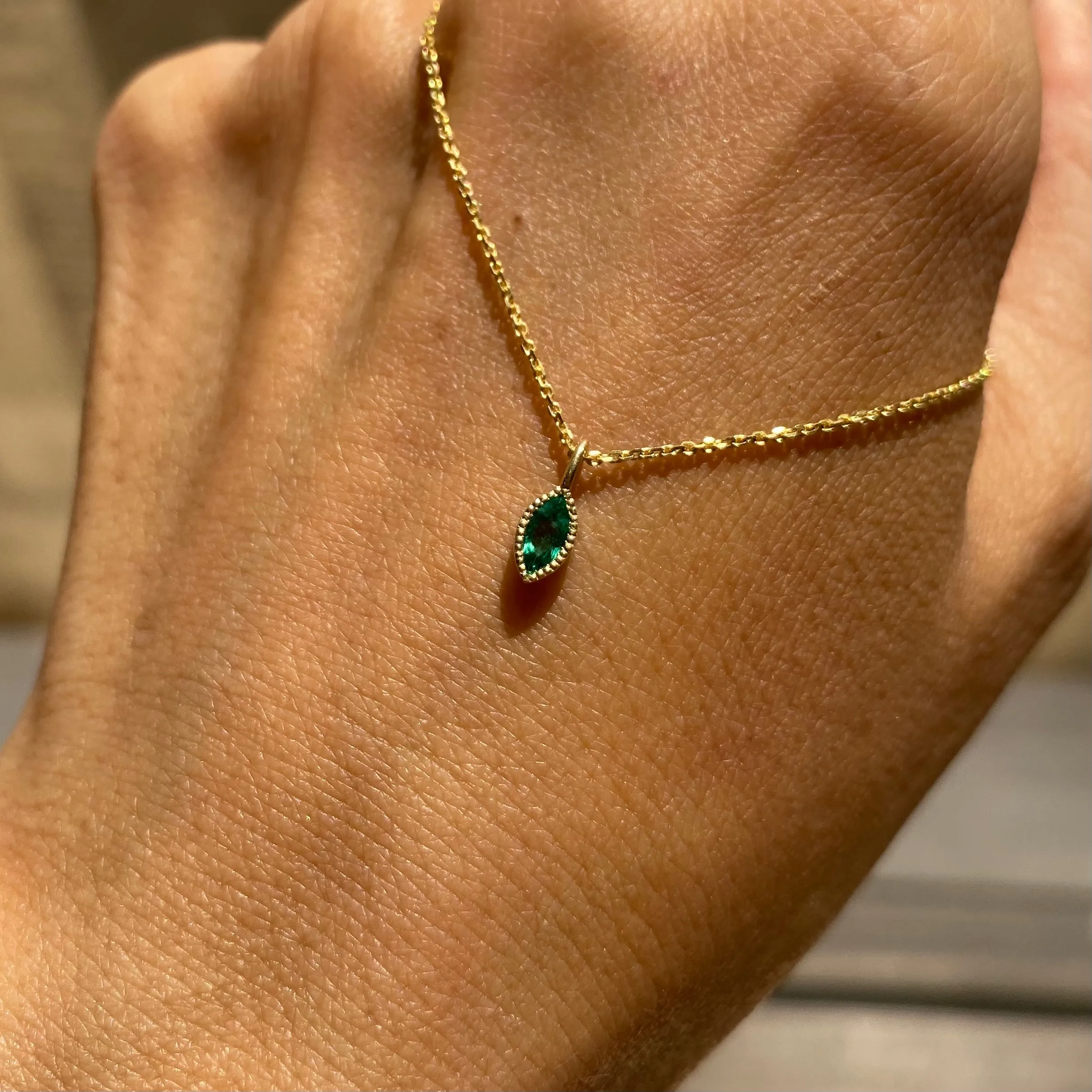 Marquise Emerald Wisp Necklace