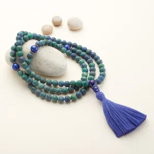 Matte Azurite and Lapis Mala, 108 beads