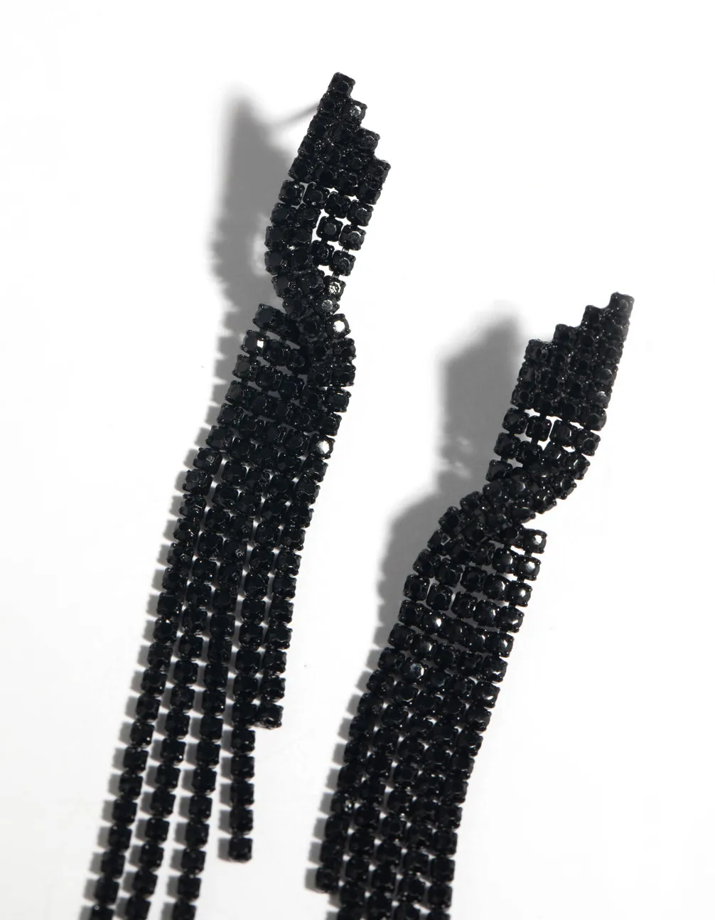 Matte Black Twisted Drop Earrings