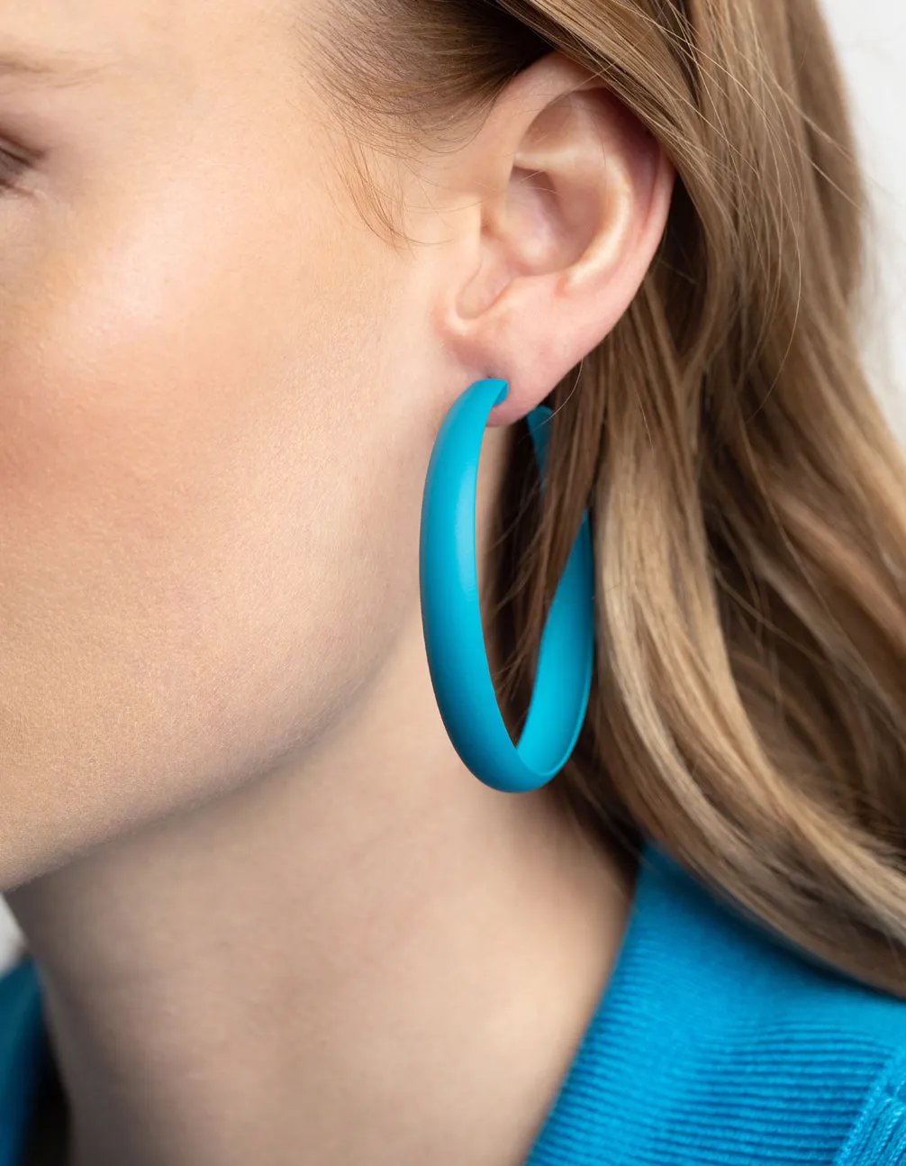 Matte Blue 60mm Hoop Earrings