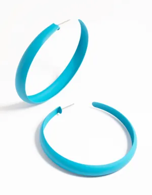 Matte Blue 60mm Hoop Earrings