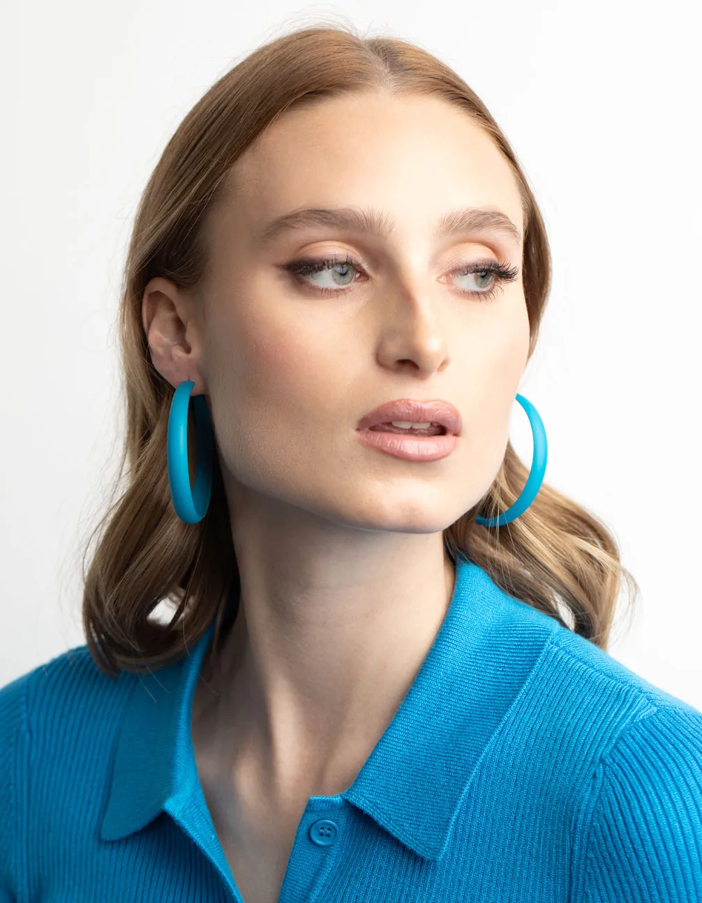 Matte Blue 60mm Hoop Earrings