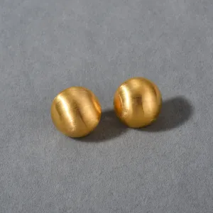 Matte Gold  Ball Stud Earrings-jlt11547