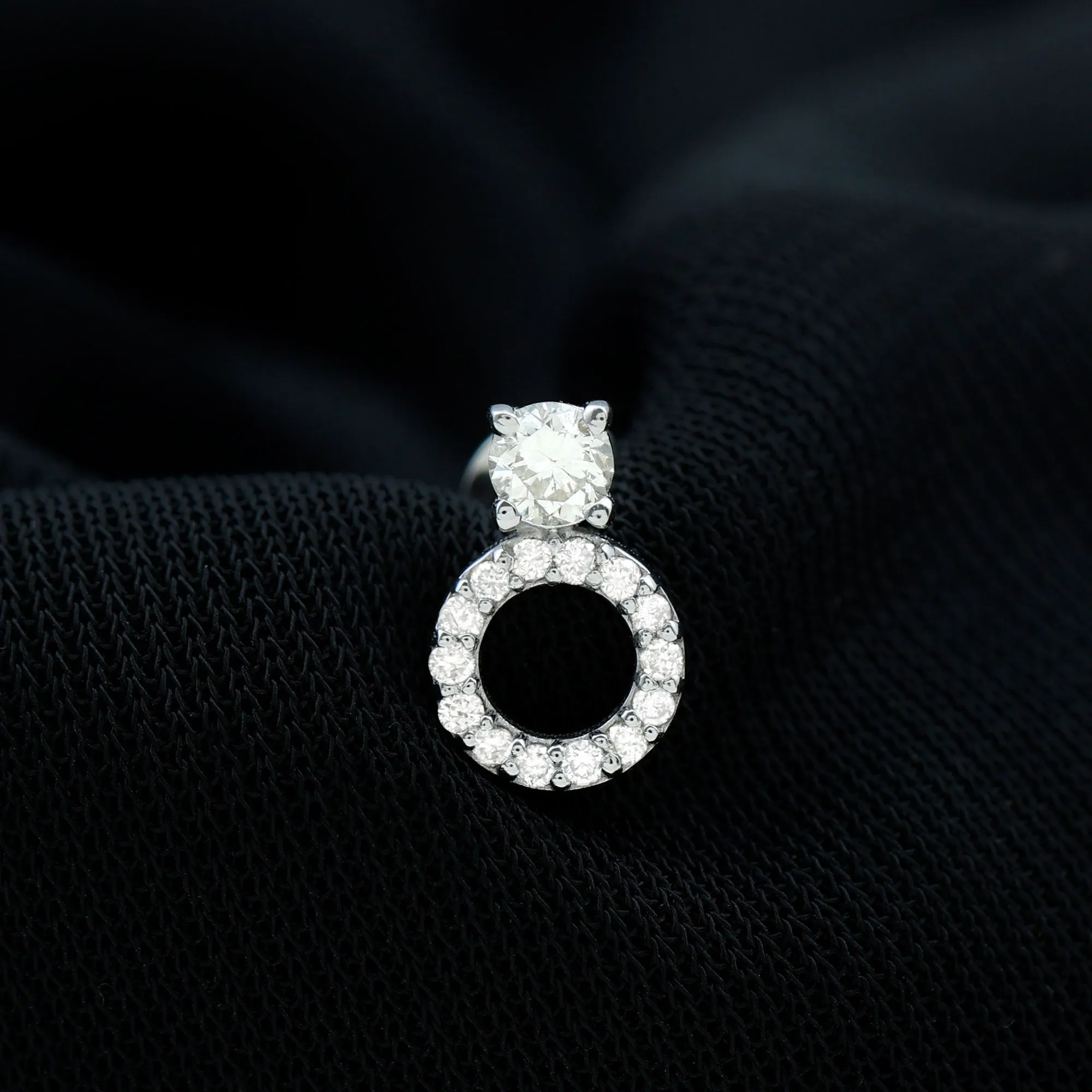 Minimalist Diamond Open Circle Helix Earring