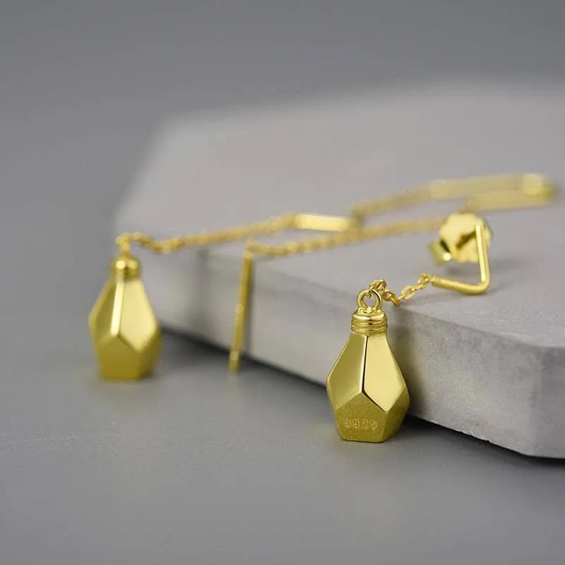 Minimalist Light Bulb Long Dangle Earrings