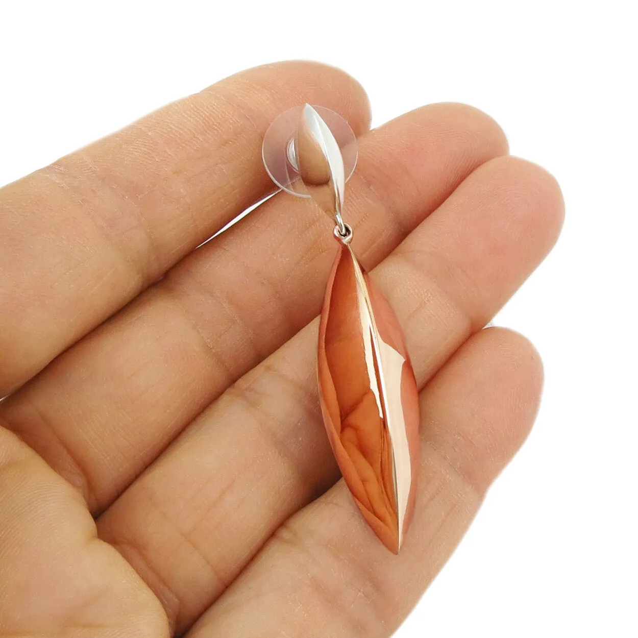 Mixed Metal Copper and 925 Silver Drop Earrings