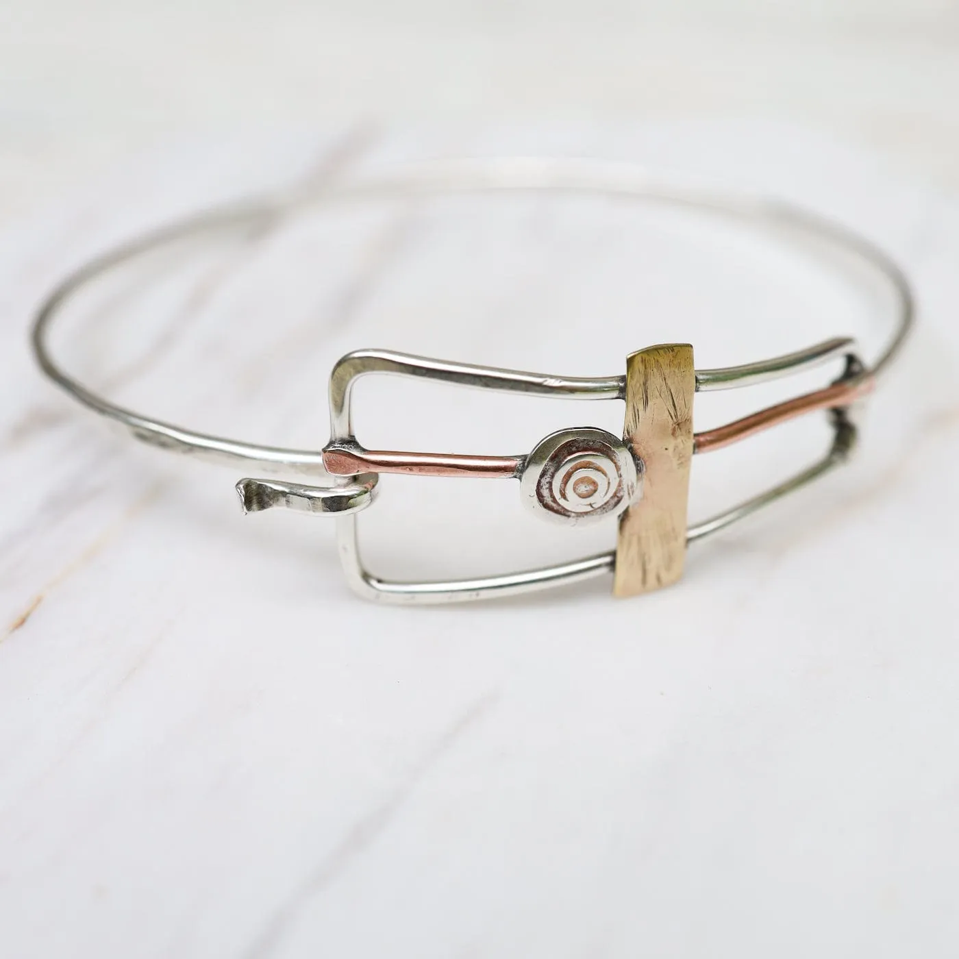 Mixed Metal Open Wire Clasp Bracelet