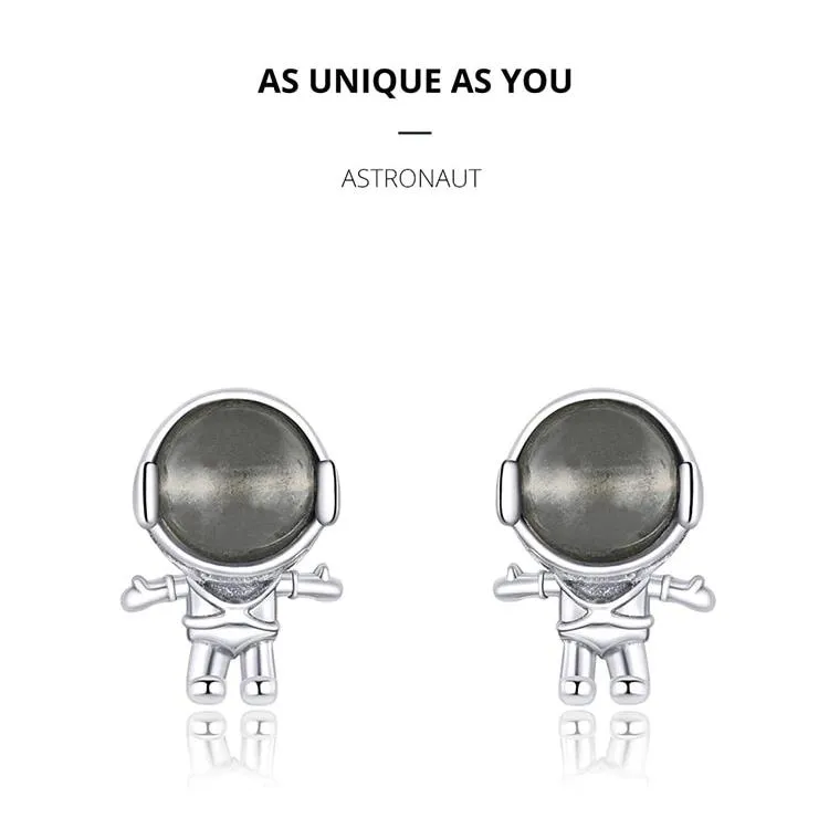 Moonstone Astronaut Stud Earrings