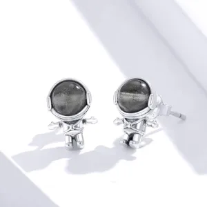 Moonstone Astronaut Stud Earrings