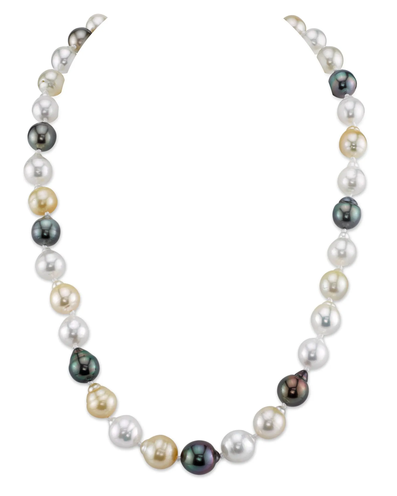 Multi-Color White, Golden South Sea & Tahitian Baroque Pearl Necklace, 8.0-10.0mm