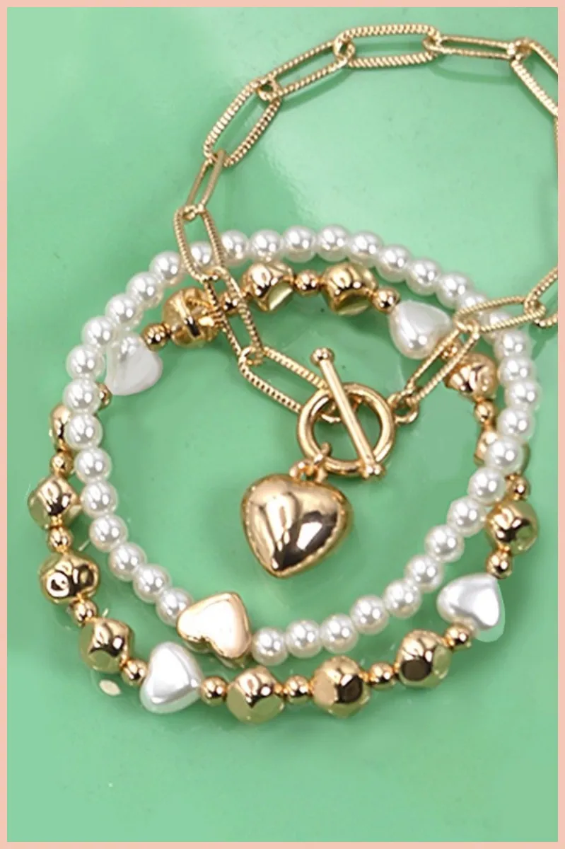 Multi Layer Mini Hearts Charm Bracelet