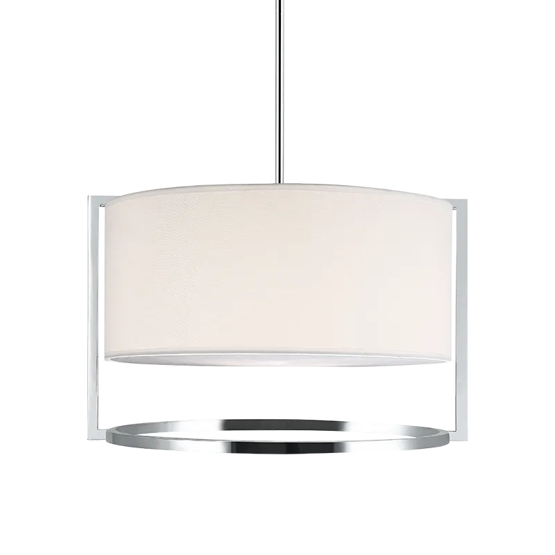 Nagashi Chrome Metal with Fabric Shade 3 Light Pendant