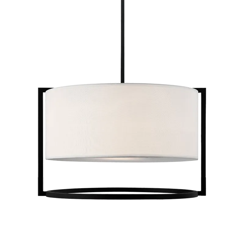 Nagashi Dark Grey Metal with Fabric Shade 3 Light Pendant