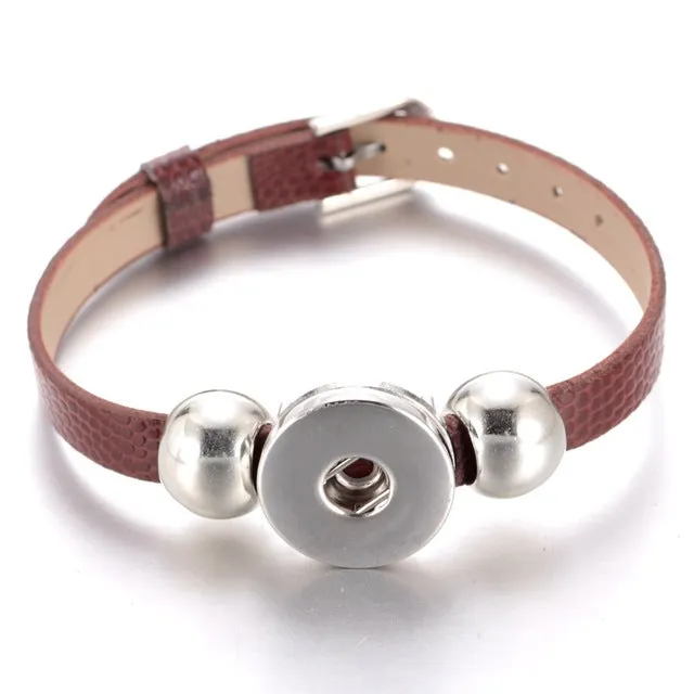 New Arrivals 15 Cols Cheaper PU Leather DIY Armband 18mm Snap Button Bracelet Jewelry SZ0281