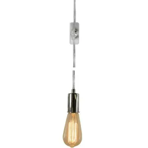 Nickel Plug-In Pendant Lamp - 15 ft. Clear Cord and On/Off Switch