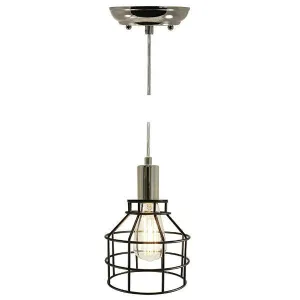 Nostalgic Industrial Bronze and Nickel Caged Pendant Light